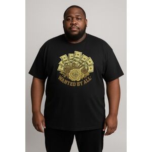 Brooklyn Vertical‎ Black Graphic T-Shirt Money Rose Wanted By All 3XL